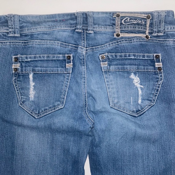 Candies Denim Cuffed Capri Jeans Dark Blue Cropped Stretch Mid Rise Size 11 - Picture 11 of 14